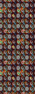 Şirin çiçekli eskiz deseni ve siyah ve kırmızı renklerde yapraklar, suluboya çiçek deseni, duvar kağıdı, kart ya da kumaş için fayanslı. Raster illüstrasyonu.