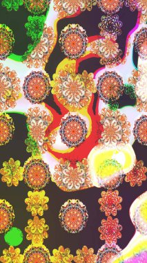 Renkli Bahar Teması eskiz kalıbı. Düz Çiçek Elementleri Tasarımı. Çiçek deseni. Raster çizimi. Güzel kumaş deseni..