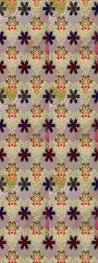 Floral seamless pattern with watercolor flowers. In asian textile style on beige and neutral colors. Raster illustration.