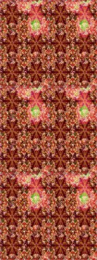 Kırmızı ve kahverengi renklerde altın desenli altın elementler. Süslü raster dekorasyonu. Barok tarzında duvar kağıdı tasarımı için kusursuz damaske deseni arkaplanı.