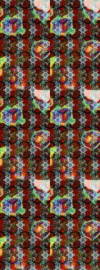 Raster illüstrasyonu. Kahverengi ve kırmızı renklerde Asya tekstili. Çiçek desenini çiz.