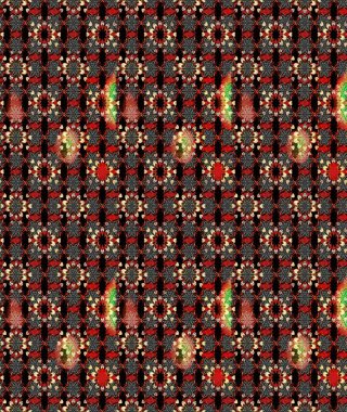 Küçük çiçekteki sevimli çiçek deseni. Siyah ve kırmızı renkte çiçekler. Raster illüstrasyonu.