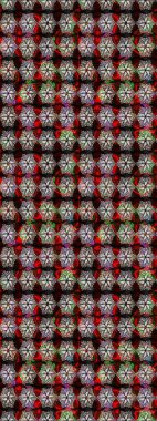 Moda baskıları için zarif bir şablon. Halk tarzı. Parlak renkli çiçekleri ve siyah ve kahverengi renkte yaprakları olan harika bir çiçek deseni. Modern çiçek arkaplanı.