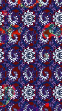 Küçük çiçekteki sevimli çiçek deseni. Mavi ve mor renkte çiçekler.