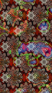 Çiçek tasarımı için inanılmaz bir kolaj cenneti tarzı. Parlak çiçekli kolaj çiçekleri kahverengi ve siyah. Çiçekli zambaklar eskiz arka planı.