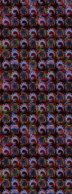 Raster illüstrasyonu. Yaprak ve çiçeklerin suluboya resimleri, siyah ve kahverengi renkler üzerine çizimler. Yumuşak, bahar çiçekleri siyah ve kahverengi renklerde.