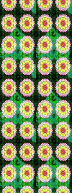 Yeşil ve sarı renkte manzaralı çiçek deseni. Çiçek kompozisyonu, el boyası, hassas şablon. Sevgililer günü ve tebrik kartı konsepti için şık bir davetiye. Üst görünüm, yumuşak biçim.