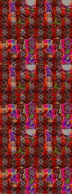 Kahverengi ve kırmızı renkte çiçekler. Şirin çiçek elementleri. Raster illüstrasyonu. Çizim.