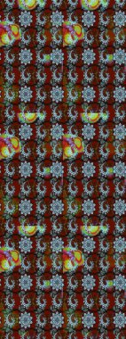 Raster. Kırmızı ve kahverengi renkte güzel çiçekleri olan eskiz deseni, suluboya çiçek deseni, duvar kağıdı, kart veya kumaş için fayanslı.