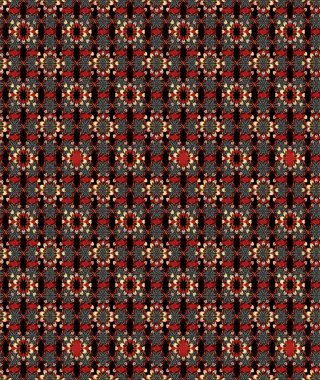 Siyah ve kırmızı üzerine çiçekler. Eskiz arkaplan modeli. Suluboya, elle çizilmiş. Raster stoku.