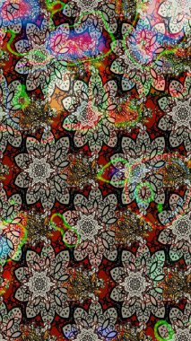 Taslak dekoratif arka plan, çiçek mandala. Gri ve nötr renklerde. Çiçek. Raster illüstrasyonu.