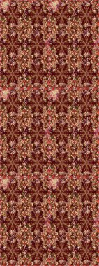 Kabile sanatı boho baskısı, klasik çiçek arkaplanı. Arkaplan dokusu, duvar kağıdı, kahverengi ve kırmızı renkli çiçek teması. Soyut etnik raster çizim kalıbı.