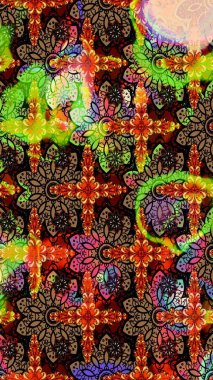 Siyah ve kahverengi renkte çiçekler. El çizimi çiçekli soyut çizim kalıbı. Raster illüstrasyonu.