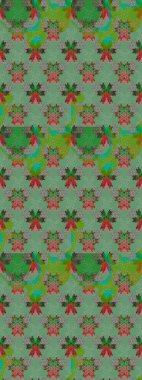 Renkli Bahar Temalı Kusursuz Arkaplan. Düz Çiçek Elementleri Tasarımı. Kusursuz çiçek deseni. Raster illüstrasyonu. Asya tekstil tarzında. Güzel kumaş deseni.