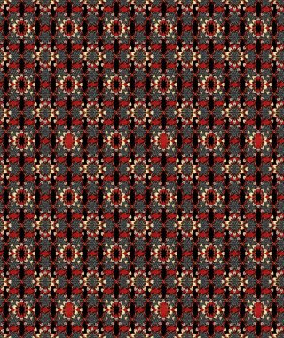 Çiçekli karalama şeklinde Raster çiçek deseni. Nazik, narin çiçek arkaplanı. Siyah ve kırmızı renkte çiçekler.