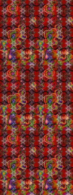 Soyut etnik raster çizim kalıbı. Arkaplan dokusu, duvar kağıdı, kahverengi ve kırmızı renkli çiçek teması. Kabile sanatı boho baskısı, klasik çiçek arkaplanı.