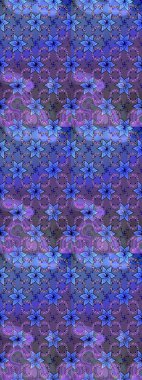 Raster illüstrasyonunda kusursuz çiçek deseni. Mor ve mavi renkte çiçekler.