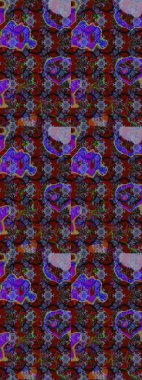 Renkli Bahar Teması eskiz kalıbı. Çiçeksel fantezi tasarımı ve parlak bir arka plan çizimi. Düz Çiçek Elementleri Tasarımı.