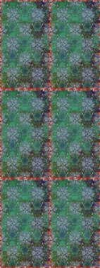 Yeşil ve mavi renkli çiçekli kusursuz çiçek deseni. Suluboya tarzında yeşil ve mavi renkte çiçekler.