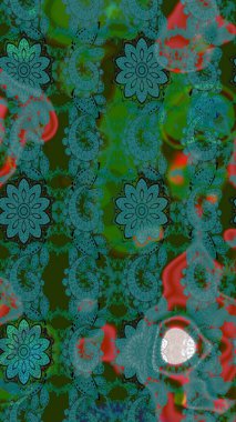 Sevimli çiçek raster deseni. Renkli Bahar Teması eskiz kalıbı. Mavi ve yeşil renkli çiçekler. Düz Çiçek Elementleri Tasarımı.