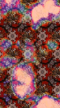 Kahverengi ve bej renklerde. Raster illüstrasyonu. Çiçek buketleriyle klasik tarzda eskiz deseni.