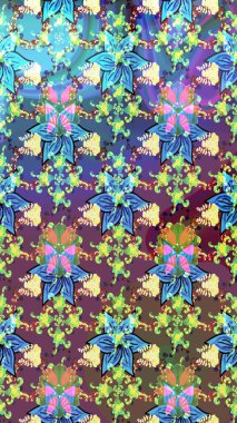 Yapraklı kusursuz desen. Şirin, zarif çiçekler Raster illüstrasyonu. Davetiye ve kartpostal tasarımı için dekoratif çiçek unsurları. Tekstil için figür. Poster veya kapak için arkaplan.