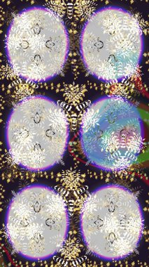 Çiçek ve yapraklı çiçek deseni. Raster illüstrasyonu. Küçük çiçekli şirin desen.