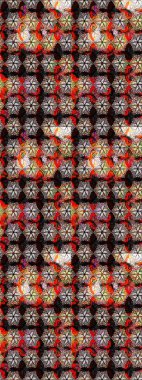 Raster illüstrasyonunda kusursuz çiçek deseni. Siyah ve kahverengi renkte çiçekler.