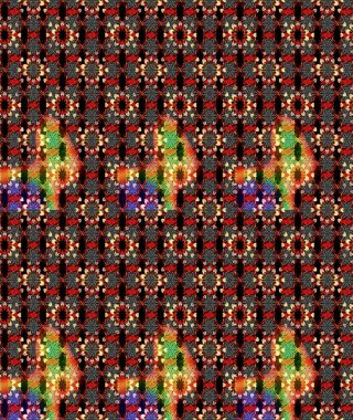 Raster illüstrasyonundaki çiçek desenli çizim. Siyah ve kırmızı renkte çiçekler.