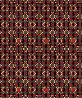 Çiçekli karalama şeklinde Raster çiçek deseni. Nazik, narin çiçek arkaplanı. Siyah ve kırmızı renkte çiçekler.