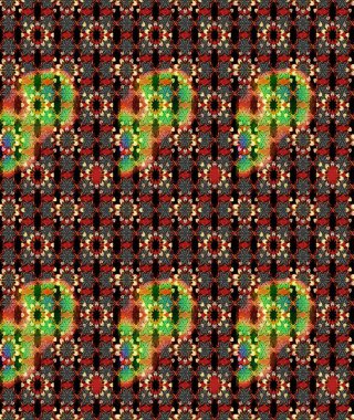 Raster çiçek desenleri çiziyor. Vadinin çiçekleri siyah ve kırmızı renklerde.