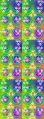 Yeşil ve mavi renkte çiçekler. Küçük çiçekteki sevimli çiçek deseni. Raster illüstrasyonu.