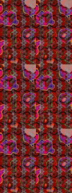 Çiçek desenli çizim. Raster illüstrasyonu. Düz Çiçek Elementleri Tasarımı. Renkli Bahar Teması eskiz kalıbı. Güzel kumaş deseni. Asya tekstil tarzında.