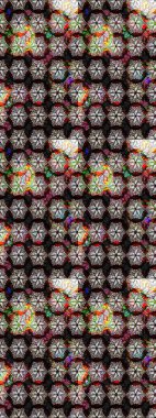 Hediye ambalaj kağıdı, tebrik kartları, posterler ve pankart tasarımı. Raster düz çiçek çizim deseni. Siyah ve nötr renkte çiçekler.