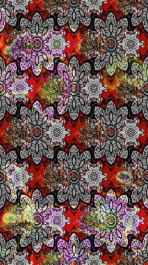 Çiçek desenli eskiz, darbeler, sıçramalar, yaz çiçekleri. Raster illüstrasyonu. Gri ve siyah renkte çiçekler.