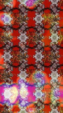 Parlak renkli çiçekleri ve kahverengi ve kırmızı renkte yaprakları olan harika bir çiçek deseni. Halk tarzı. Modern çiçek arkaplanı. Moda baskıları için zarif bir şablon.