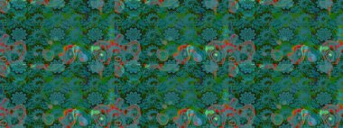 Miles Fleur, süslü püslü bir süs. Raster illüstrasyonu. Eski usul. Eskiz geçmişi. Kumaş, tekstil, duvar kağıdı baskısı için. Tomurcukları papatya çiçekleri olan sevimli bir çiçek deseni..