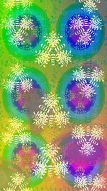 Vadinin yeşil ve mavi renkli çiçekleri. Raster dikişsiz çiçek deseni.