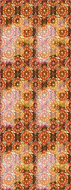 Doğu tarzında klasik tasarım öğesi. Geleneksel Arap dekoru turuncu, kahverengi renkler. Duvar kağıdı için altın illüstrasyon. Süslü dantel iz sürücü. Çiçekli süslemeli, pürüzsüz bir desen..