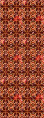 Geleneksel oryantasyon süsü. Klasik raster sarısı, kusursuz desen. Klasik klasik klasik arka plan. Kahverengi ve kırmızı renklerde altın elementlerle kusursuz desen.