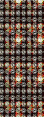 Renkli Yaz Temalı eskiz kalıbı. Raster Illustrasyon 'daki Çiçek Deseni' nin son moda çizimi. Düz Çiçek Elementleri Tasarımı. Siyah ve kahverengi renkte çiçekler.