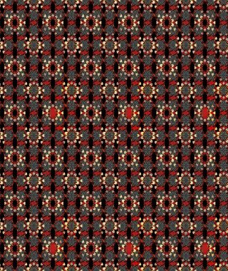 Sevimli çiçek raster deseni. Siyah ve kırmızı renkte çiçekler. Renkli Bahar Teması eskiz kalıbı. Düz Çiçek Elementleri Tasarımı.