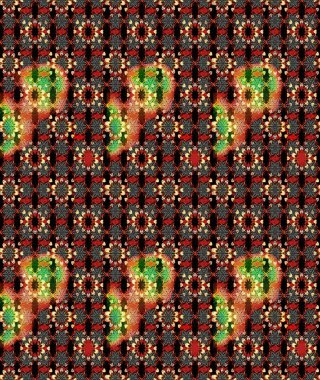 Siyah ve kırmızı çiçekli eskiz deseni, suluboya çiçek deseni, sevimli çiçek, duvar kağıdı, kart veya kumaş için fayanslı. Raster - stok.