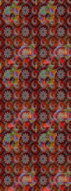 Tekstil, kumaş, kapaklar, duvar kağıtları, baskı, naylon, koleksiyon defteri, örgü, dekupaj için güzel bir eskiz. Küçük kahverengi ve kırmızı çiçeklerle oldukça kaliteli besin torbası deseni.