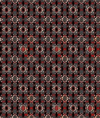 Çizim çiçek deseni duvar kâğıdı olarak kullanılabilir. Siyah ve gri renkli çiçekler. Raster illüstrasyonu.