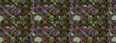 Hediye ambalaj kağıdı, tebrik kartları, posterler ve pankart tasarımı. Yeşil ve gri renkli çiçekler. Raster düz çiçek çizim deseni.