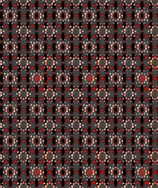 Çizim çiçek deseni duvar kâğıdı olarak kullanılabilir. Siyah ve gri renkli çiçekler. Raster illüstrasyonu.