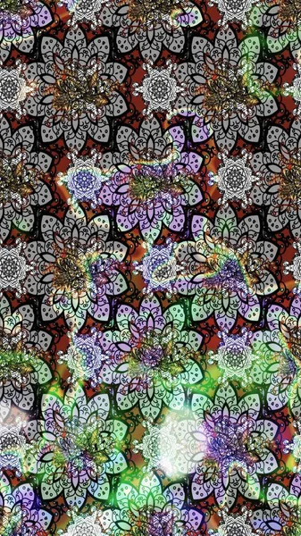 3D çiçekler, eskiz. Raster illüstrasyonu. Gri ve nötr renklerde.