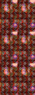 Düz Çiçek Elementleri Tasarımı. Kahverengi ve kırmızı renkte zarif çiçekli suluboya. Raster illüstrasyonu. Renkli Bahar Teması çizim şablonu.