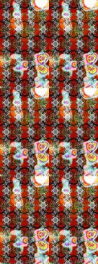 Flowers on gray and red colors. Flat Flower Elements Design. Sketch Floral Pattern in Raster illustration. Colour Spring Theme sketch pattern Background.